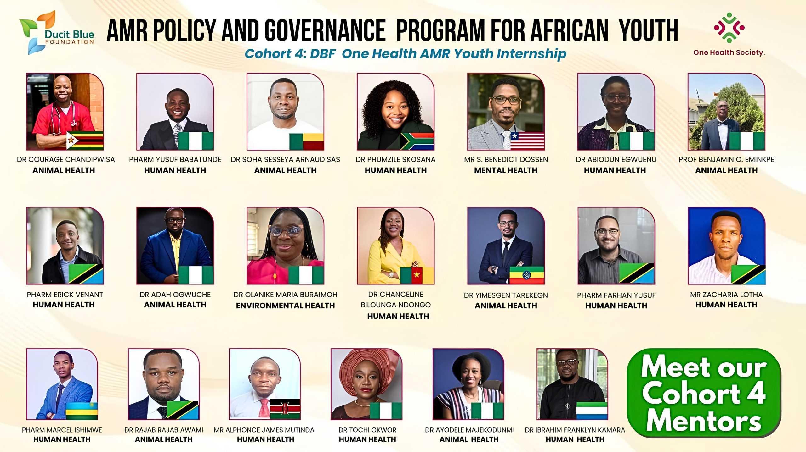 Mentors supporting Cohort 4 of the AMR Policy and Governance Programme for African Youth